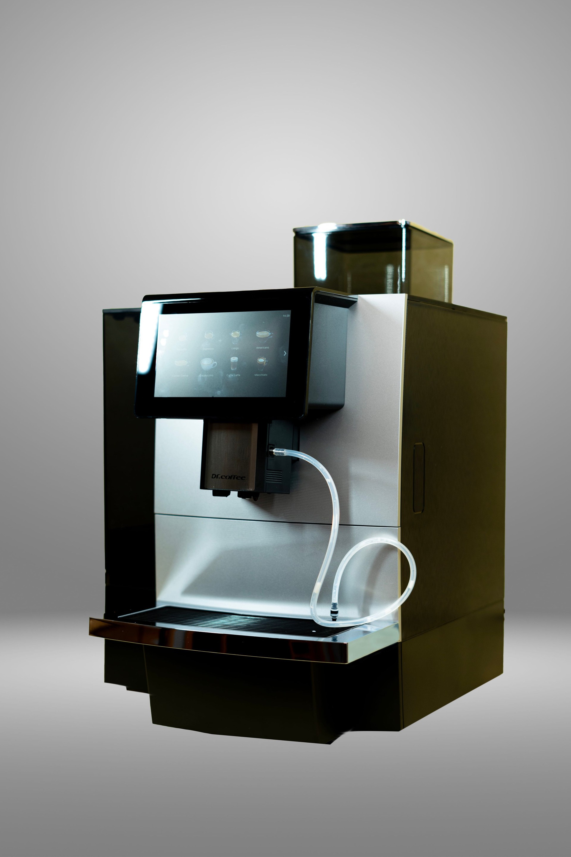 Dr. Coffee F11 Big professional bean-to-cup coffee machine with touchscreen display in modern setup